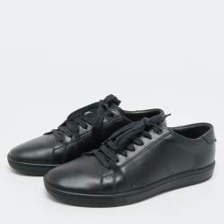 Saint Laurent  Black Leather Court Classic Lips Low Top Sneakers Size 40