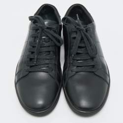 Saint Laurent  Black Leather Court Classic Lips Low Top Sneakers Size 40