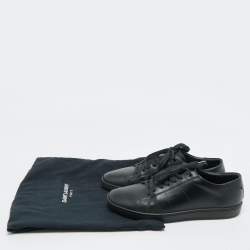 Saint Laurent  Black Leather Court Classic Lips Low Top Sneakers Size 40