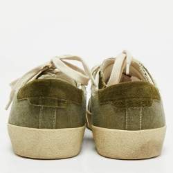 Saint Laurent Green Suede and Canvas Lace Up Sneakers Size 40