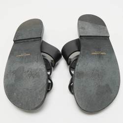 Pre Owned Saint Laurent Black Leather Culver Flat Slides Size 41