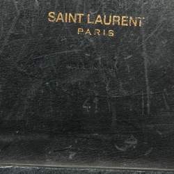 Pre Owned Saint Laurent Black Leather Culver Flat Slides Size 41