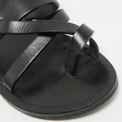 Pre Owned Saint Laurent Black Leather Culver Flat Slides Size 41