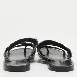 Pre Owned Saint Laurent Black Leather Culver Flat Slides Size 41
