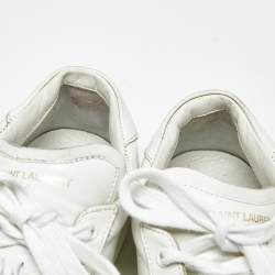 Pre Owned Saint Laurent White Leather Lace Up Sneakers Size 40