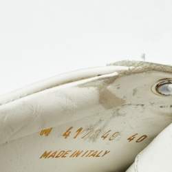 Pre Owned Saint Laurent White Leather Lace Up Sneakers Size 40