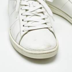 Pre Owned Saint Laurent White Leather Lace Up Sneakers Size 40