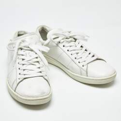 Pre Owned Saint Laurent White Leather Lace Up Sneakers Size 40