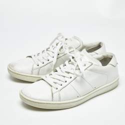 Pre Owned Saint Laurent White Leather Lace Up Sneakers Size 40