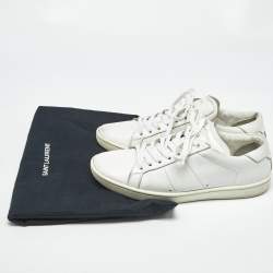 Pre Owned Saint Laurent White Leather Lace Up Sneakers Size 40
