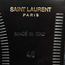 Pre Owned Saint Laurent Black Brushed Leather Le Penny Loafers Size 40