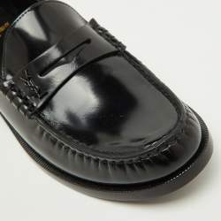 Pre Owned Saint Laurent Black Brushed Leather Le Penny Loafers Size 40