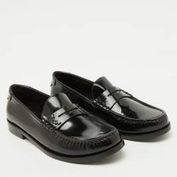 Pre Owned Saint Laurent Black Brushed Leather Le Penny Loafers Size 40