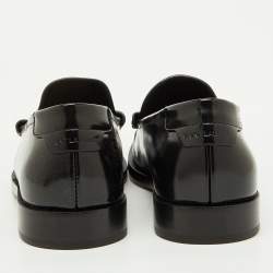 Pre Owned Saint Laurent Black Brushed Leather Le Penny Loafers Size 40