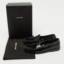 Pre Owned Saint Laurent Black Brushed Leather Le Penny Loafers Size 40