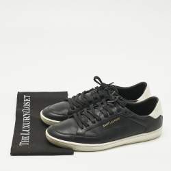 Pre Owned Saint Laurent Black/White Leather Court Classic Lace Up Sneakers Size 43