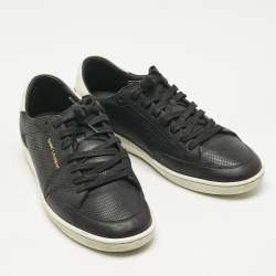 Pre Owned Saint Laurent Black/White Leather Court Classic Lace Up Sneakers Size 43