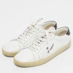 Pre Owned Saint Laurent Paris White Leather Court Classic Low Top Sneakers Size 44.5