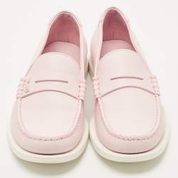Pre Owned Saint Laurent Pink Leather Penny Loafers Size 42