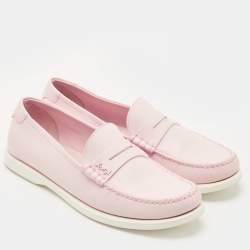 Pre Owned Saint Laurent Pink Leather Penny Loafers Size 42