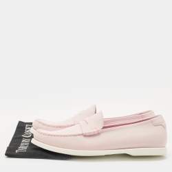 Pre Owned Saint Laurent Pink Leather Penny Loafers Size 42