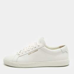Pre Owned Saint Laurent White Leather Andy Lace Up Sneakers Size 41