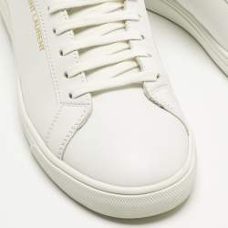 Pre Owned Saint Laurent White Leather Andy Lace Up Sneakers Size 41