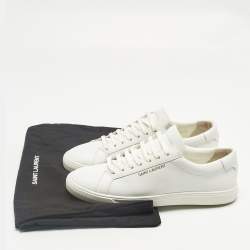 Pre Owned Saint Laurent White Leather Andy Lace Up Sneakers Size 41