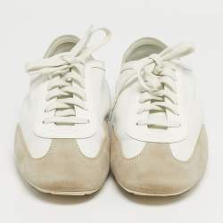 Pre Owned Saint Laurent White Leather and Suede Lou Lace Up Sneakers Size 43