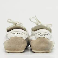 Pre Owned Saint Laurent White Leather and Suede Lou Lace Up Sneakers Size 43