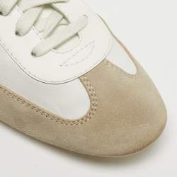 Pre Owned Saint Laurent White Leather and Suede Lou Lace Up Sneakers Size 43