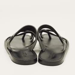 Pre Owned Saint Laurent Black Leather Culver Flat Slide Size 41.5