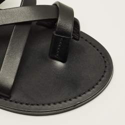 Pre Owned Saint Laurent Black Leather Culver Flat Slide Size 41.5