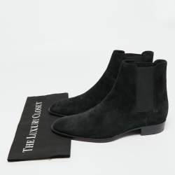Pre Owned Saint Laurent Navy Blue Suede Wyatt Chelsea Boots Size 42