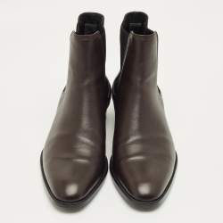 Pre Owned Saint Laurent Brown Leather Wyatt Chelsea Boots Size 42