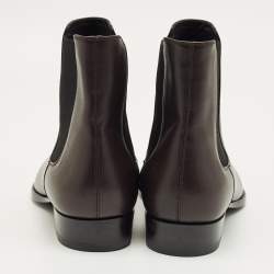 Pre Owned Saint Laurent Brown Leather Wyatt Chelsea Boots Size 42