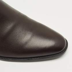 Pre Owned Saint Laurent Brown Leather Wyatt Chelsea Boots Size 42