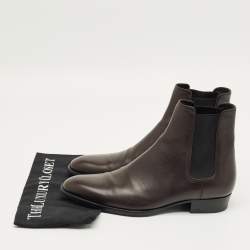 Pre Owned Saint Laurent Brown Leather Wyatt Chelsea Boots Size 42
