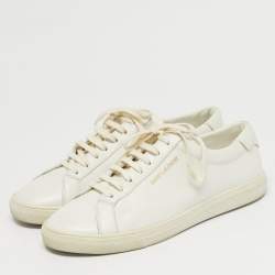 مملوكة مسبقًا Saint Laurent Andy Size 42 White Leather Low Top Sneakers