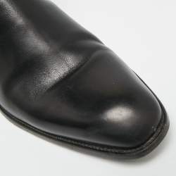 Pre Owned حذاء بوت كاحل سان لوران هارنيس جلد أسود مقاس 42