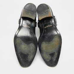 Pre Owned حذاء بوت كاحل سان لوران هارنيس جلد أسود مقاس 42