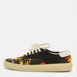 Pre Owned Saint Laurent Court Classic Size 43.5 Multicolor Canvas Lace Up Sneakers