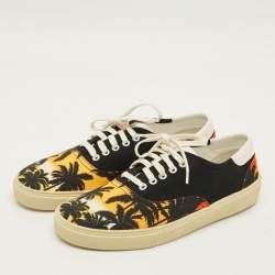 Pre Owned Saint Laurent Court Classic Size 43.5 Multicolor Canvas Lace Up Sneakers