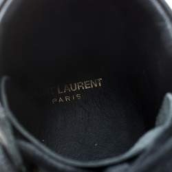 Pre Owned حذاء رياضي سان لوران باريس بحافة مرتفعة جلد أسود مقاس 41.5