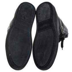 Pre Owned حذاء رياضي سان لوران باريس بحافة مرتفعة جلد أسود مقاس 41.5