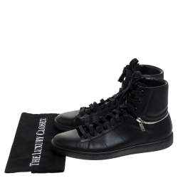 Pre Owned حذاء رياضي سان لوران باريس بحافة مرتفعة جلد أسود مقاس 41.5