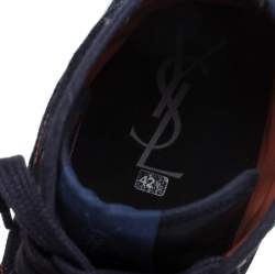 Pre Owned Saint Laurent Paris Blue Denim And Leather Malibu High Top Sneakers Size 42.5