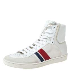 Saint Laurent Paris Off White/White Canvas And Leather SL/04H High Top Sneakers Size 41