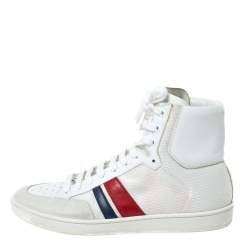 Saint Laurent Paris Off White/White Canvas And Leather SL/04H High Top Sneakers Size 41