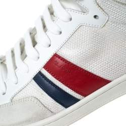 Saint Laurent Paris Off White/White Canvas And Leather SL/04H High Top Sneakers Size 41